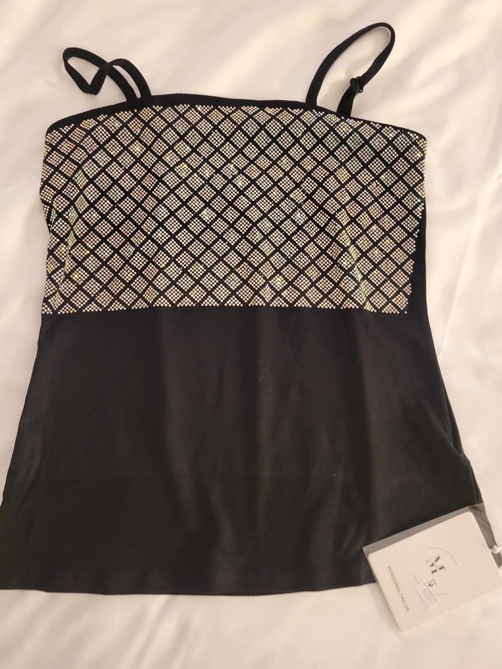 Black Metallic-Embellished Camisole Tank Top